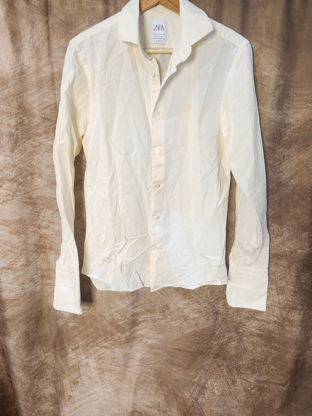 Zara White Button-Up Shirt – Men’s Size S (EUR S) – Slim Fit Cotton